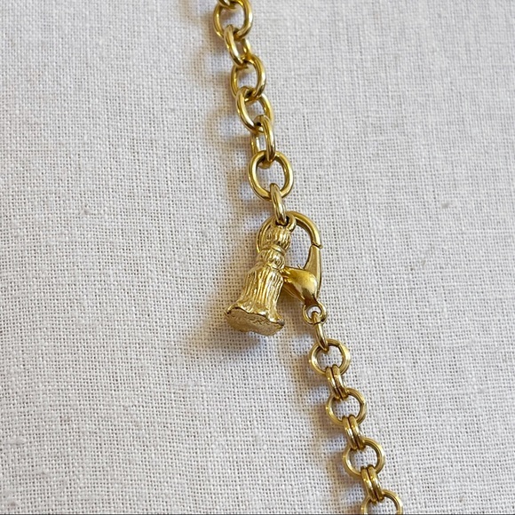 Gold Tone Rolo Chain Long Leaf Pendant Necklace - Picture 10 of 12